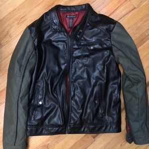 INC Faux Leather/Cotton Sleeve Jacket - MENS